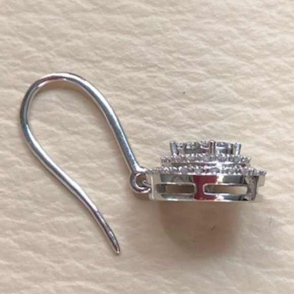 DIAMOND 3 TIER OVAL- EURO HOOK EARINGS - Picture 5 of 7